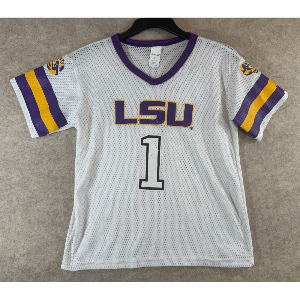 LSU‎ Tigers Youth Franklin Mesh Jersey White Purple Gold Kids Medium 10-12 No 1